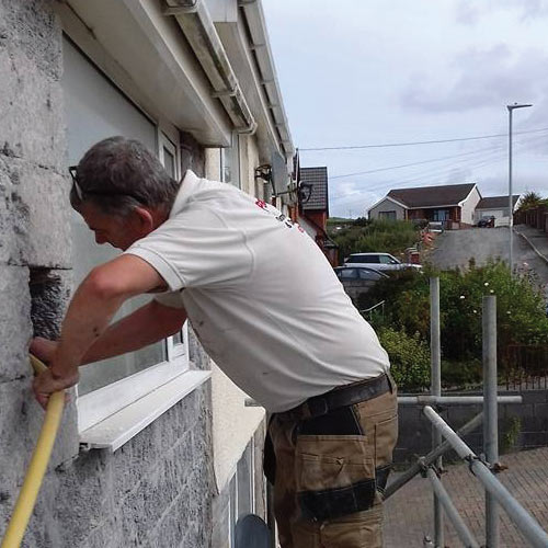 Cavity Wall Insulation Removal Suction using Compressor Pauls Plastering